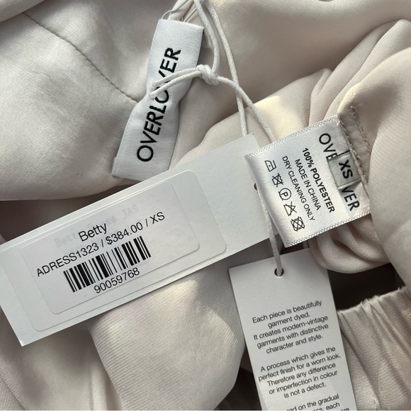 NWT Overlover Betty Satin Mini Dress Off White Silhouette Deep V-Neck XS - Picture 14 of 15